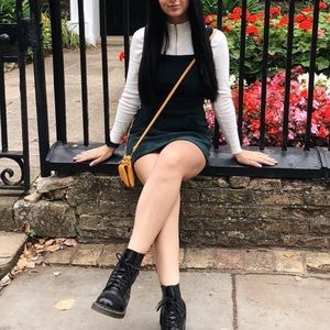 Emerald green corduroy mini dress